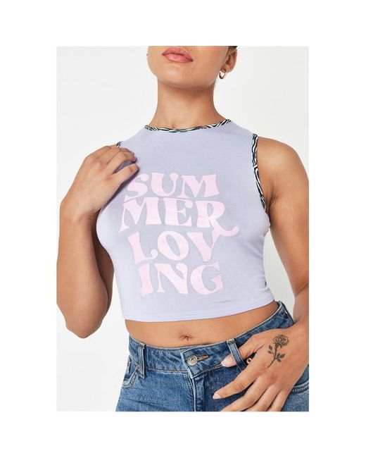 Missguided Summer Loving Graphic Print Vest Top