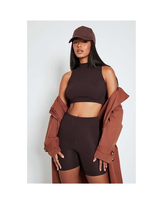 I Saw It First Rib High Neck Racer Crop Top
