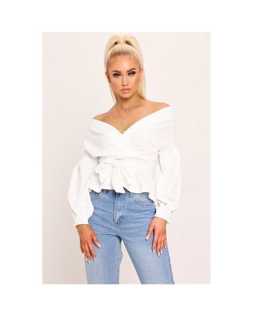 I Saw It First Stretch Crepe Balloon Sleeve Blouse