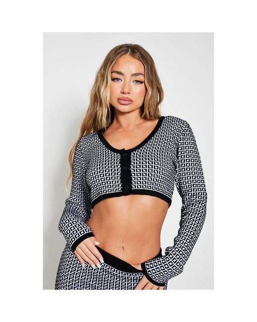 I Saw It First Monogram Knitted Crop Cardigan