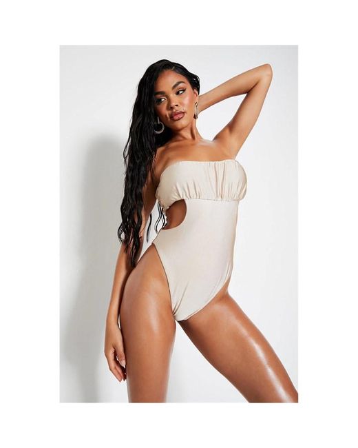 I Saw It First Stone Ruched Bust Cut Out Swimsuit