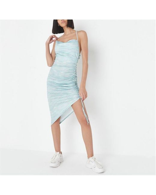 Missguided Tie Dye Mesh Cowl Ruched Maxi Dress
