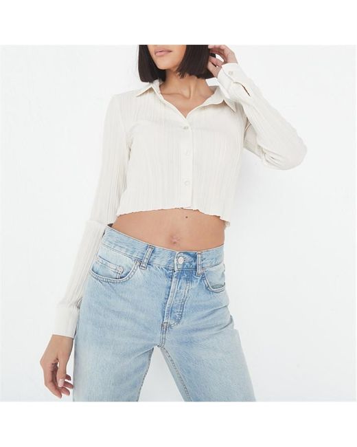 Missguided Plisse Cropped Shirt