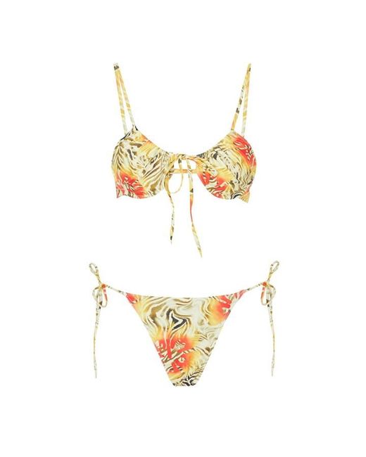 Missguided Abstract Print Tie Side Bikini Bottoms