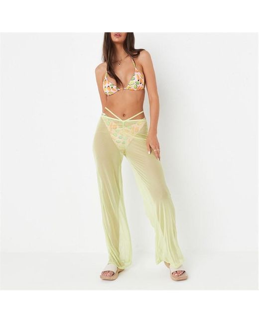 Missguided Ruched Sheer Mesh Beach Cover Up Flared Trousers