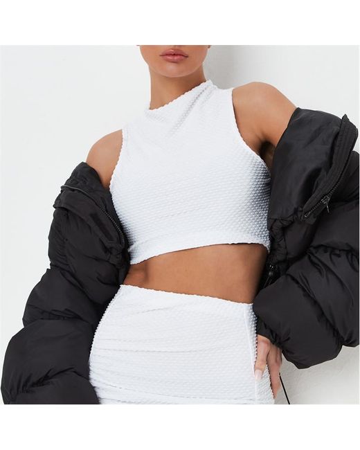 Missguided Co Ord Textured High Neck Racer Crop Top