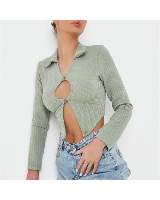 Missguided Button Front Cut Out Crop Top