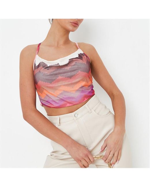 Missguided Cowl Neck Mesh Crop Top