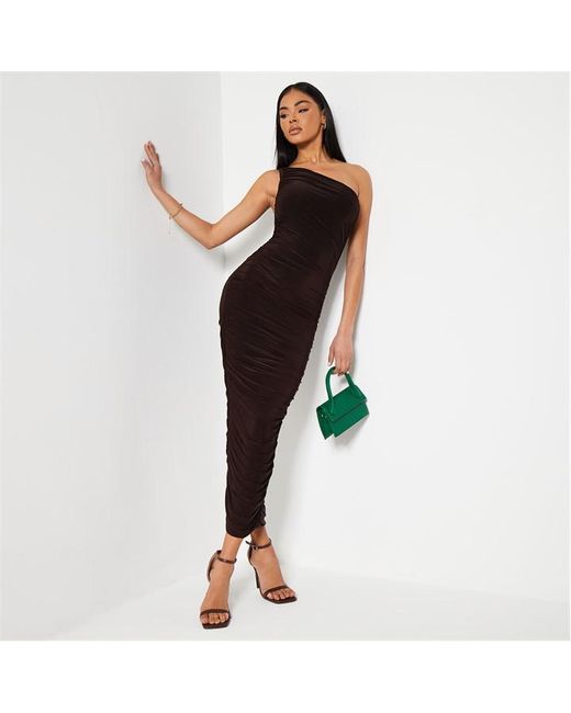 I Saw It First One Shoulder Slinky Ruched Midaxi Dress