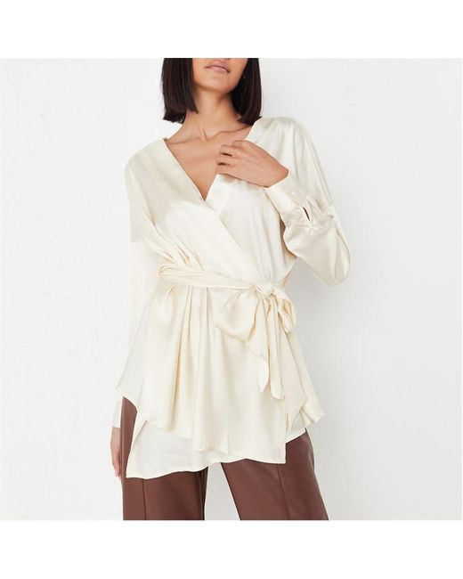 Missguided Tall Wrap Front Satin Blouse