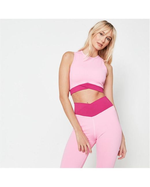 Missguided MSGD Sports Cross Front Colourblock Gym Crop Top