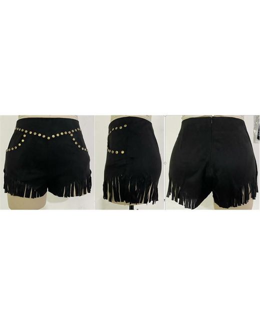 Missguided Faux Suede Fringe Studded Shorts