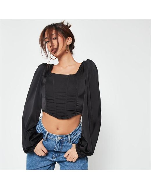 Missguided Puff Sleeve Corset Top