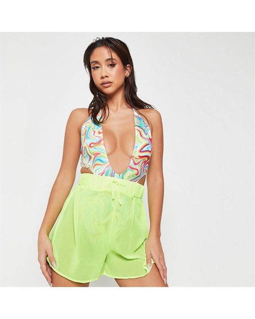 Missguided Sheer Floaty Beach Cover Up Shorts
