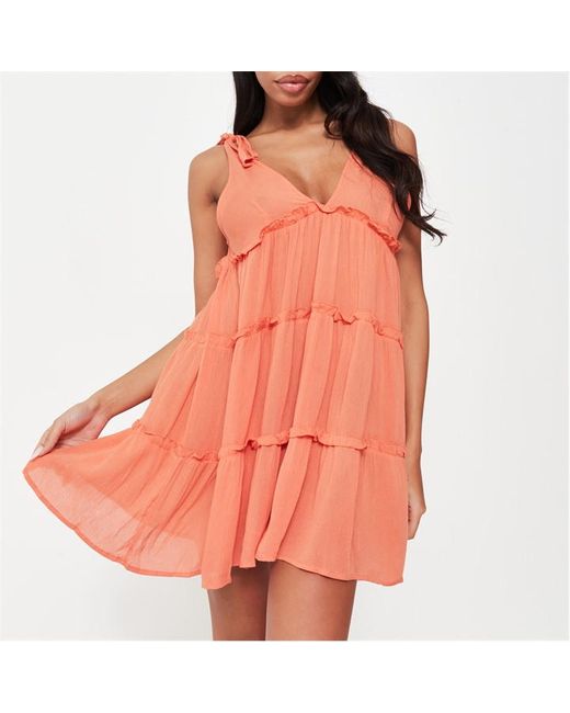Missguided Tie Shoulder Beach Cover Up Mini Dress