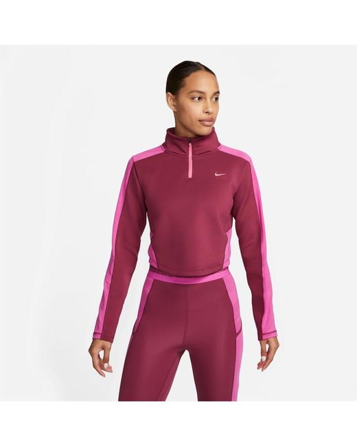Nike Dri-FIT Femme Half-Zip Long Sleeve Cropped Top