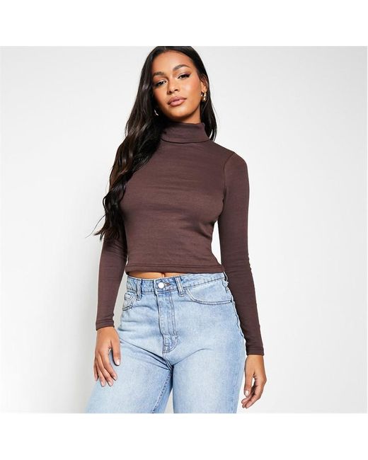 I Saw It First Rib Roll Neck Cotton Crop Top
