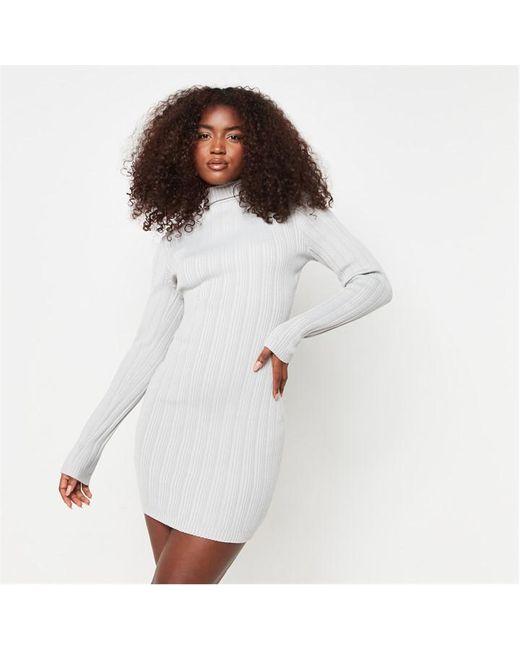 Missguided Recycled Rib High Neck Knit Mini Dress