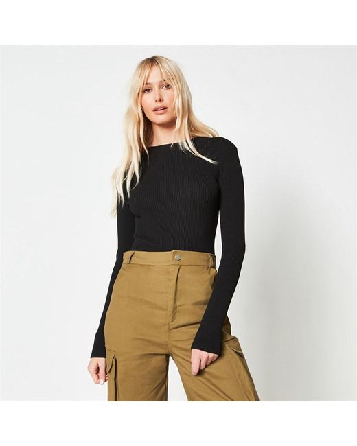Missguided Crew Neck Rib Knit Top