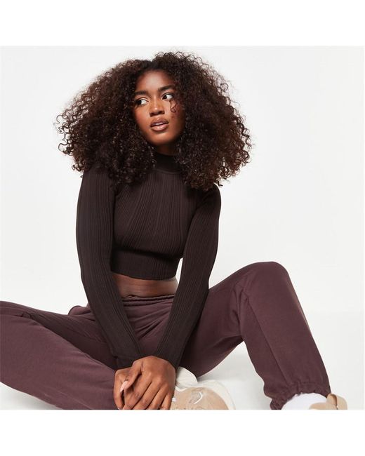 Missguided Rib High Neck Knit Crop Top