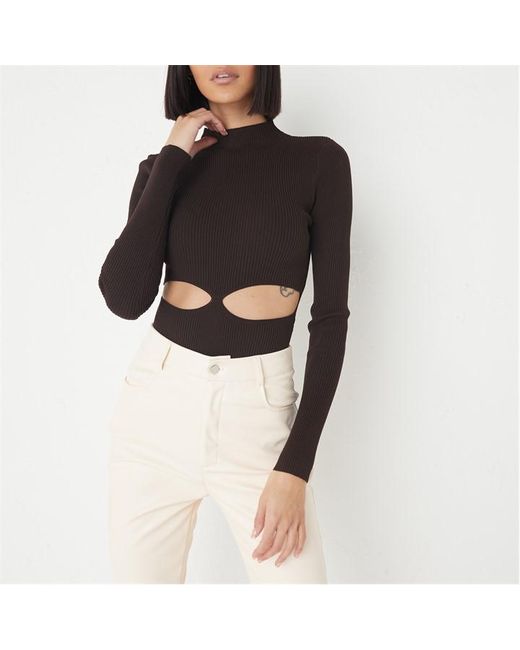 Missguided Rib Cut Out Knit Bodysuit