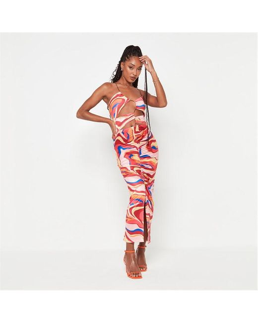 Missguided Slinky Cut Out Ruched Maxi Dress