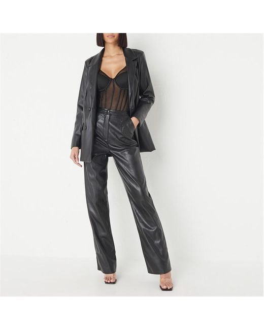 Missguided Faux Leather Wide Leg Trousers