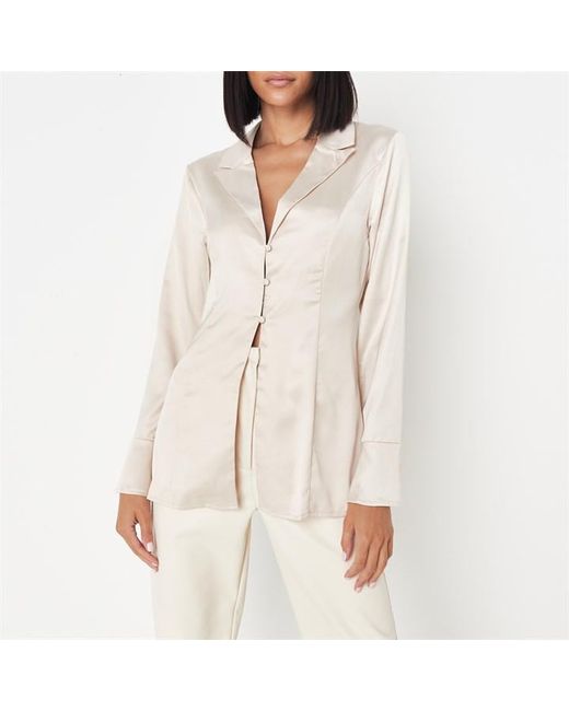 Missguided Button Front Satin Shirt