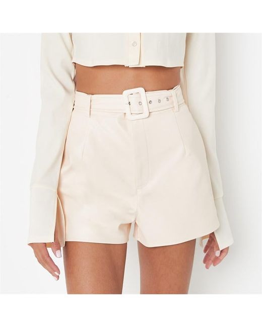 Missguided Faux Leather Self Belted Shorts