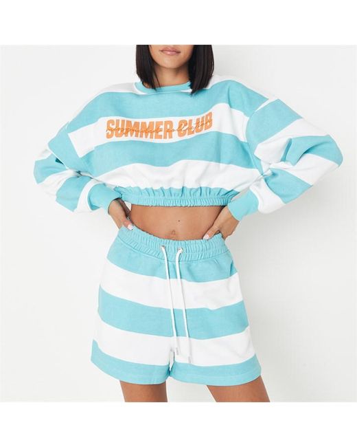 Missguided Striped Summer Club Jogger Shorts