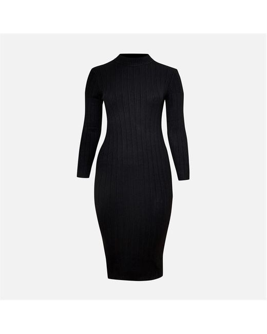 Missguided Recycled Plus High Neck Rib Knit Midaxi Dress