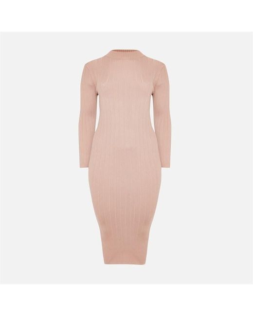 Missguided Recycled Plus High Neck Rib Knit Midaxi Dress