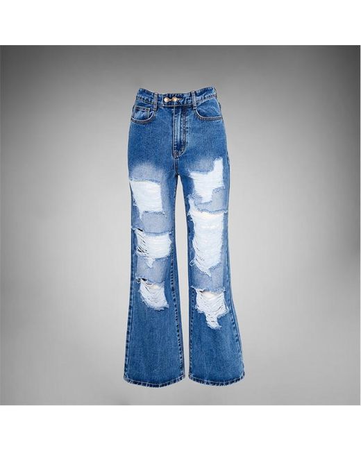 Missguided Distressed Straight Leg Jeans