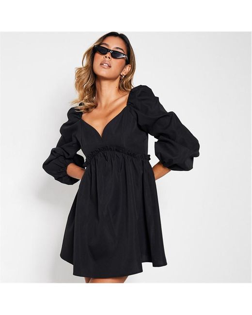 I Saw It First V Neck Puff Sleeve Smock Dress