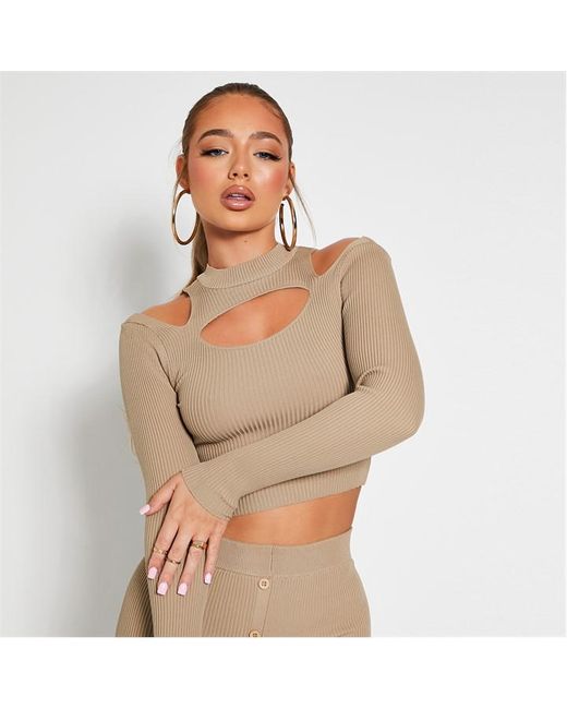 I Saw It First Rib Cold Shoulder Cut Out Knit Crop Top