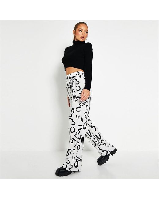 I Saw It First Abstract Print Wide Leg Trousers