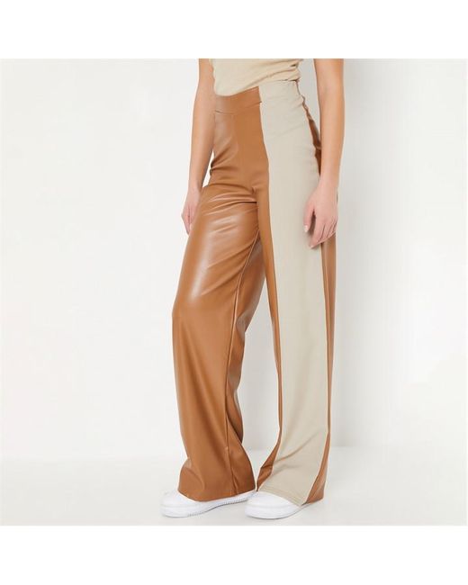 I Saw It First Faux Leather Colourblock Wide Leg Trousers