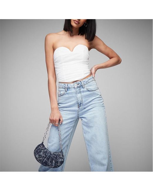 Missguided Bandeau Ruched Mesh Corset Top