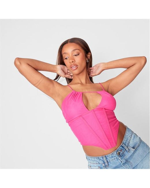 Missguided Keyhole Corset Cut Out Mesh Top