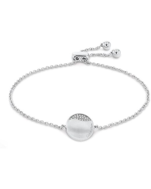 Calvin Klein Ladies brushed stainless steel crystal bracelet