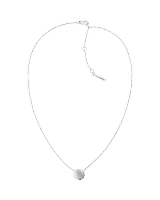 Calvin Klein Ladies brushed stainless steel crystal necklace