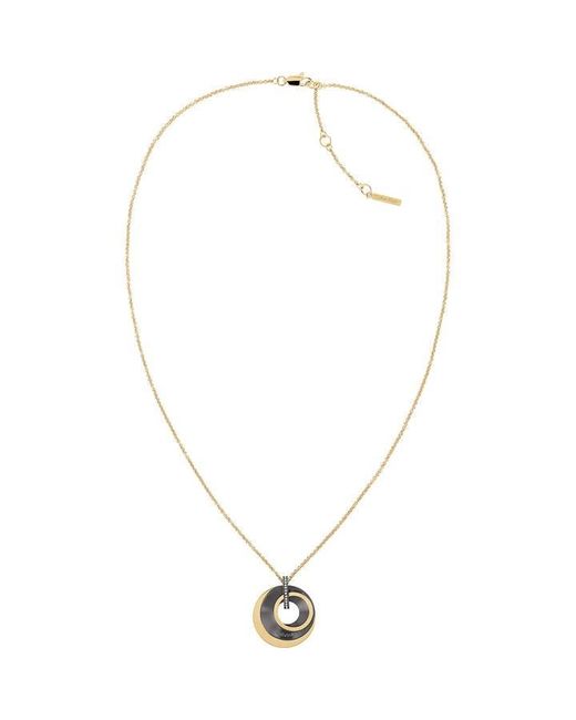 Calvin Klein Ladies stainless steel two tone crystal charm necklace