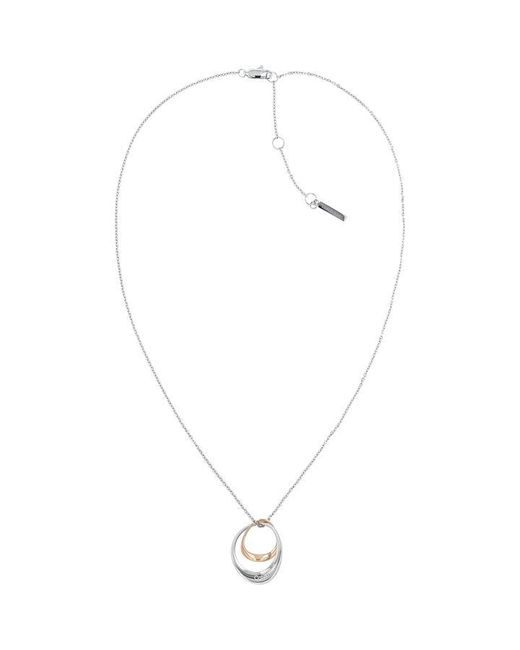 Calvin Klein Ladies polished two tone stainless steel and rose gold ring necklace