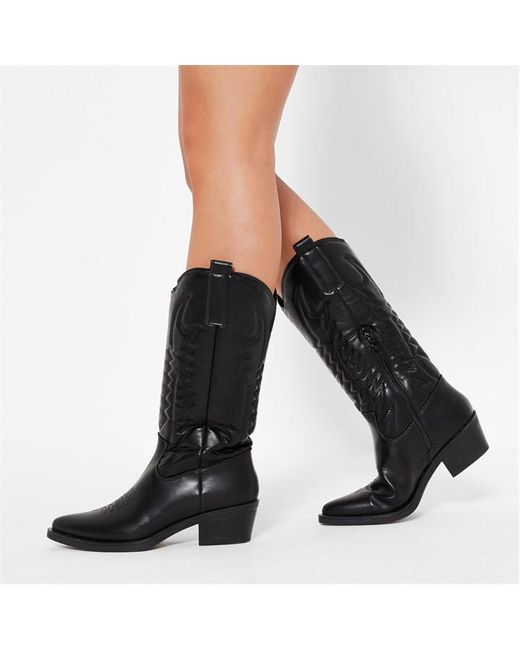 I Saw It First Faux Leather Western Knee High Boots