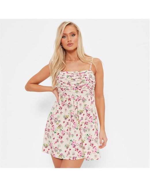 I Saw It First Printed Ruched Bust Mini Dress