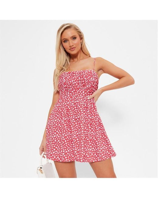 I Saw It First Printed Ruched Bust Mini Dress