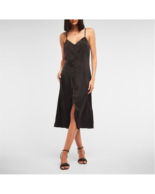Missguided Cami Button Front Satin Midi Dress