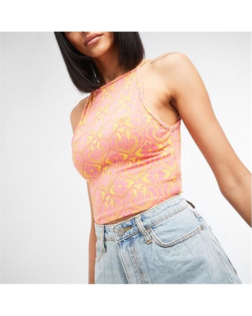 Missguided Jacquard Racer Neck Top