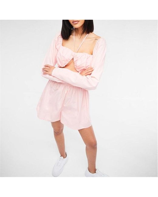Missguided Ruched Bust Poplin Cut Out Mini Dress