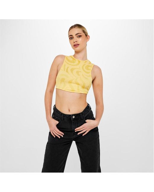 Missguided Jacquard Racer Neck Crop Top